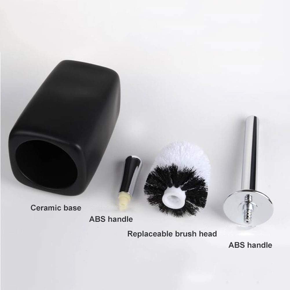 Kanazz Ceramic Toilet Brush Set with Long Handle and Replaceable Head