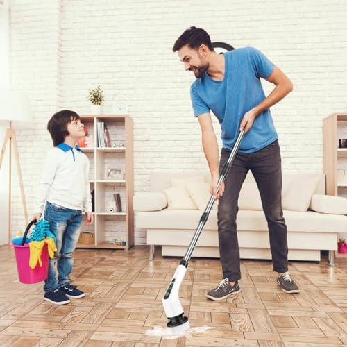 Cordless Telescopic Electric Toilet Brush with 8 Replaceable Heads