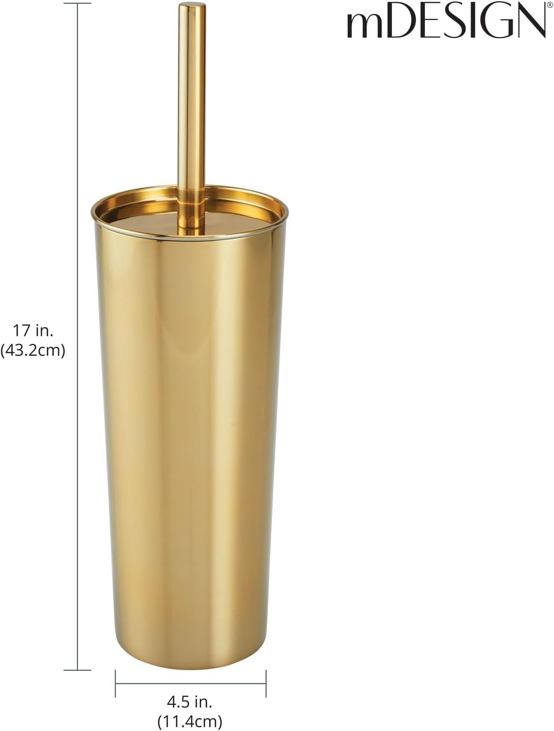 mDesign Soft Brass Toilet Brush and Holder Set 1