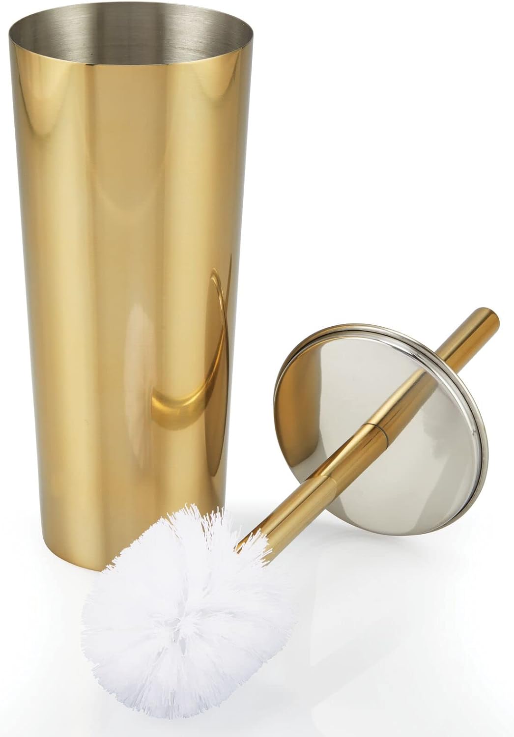 mDesign Soft Brass Toilet Brush and Holder Set 1