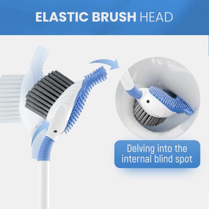 Rewdut Toilet Brush Set with Holder and Silicone Bristles