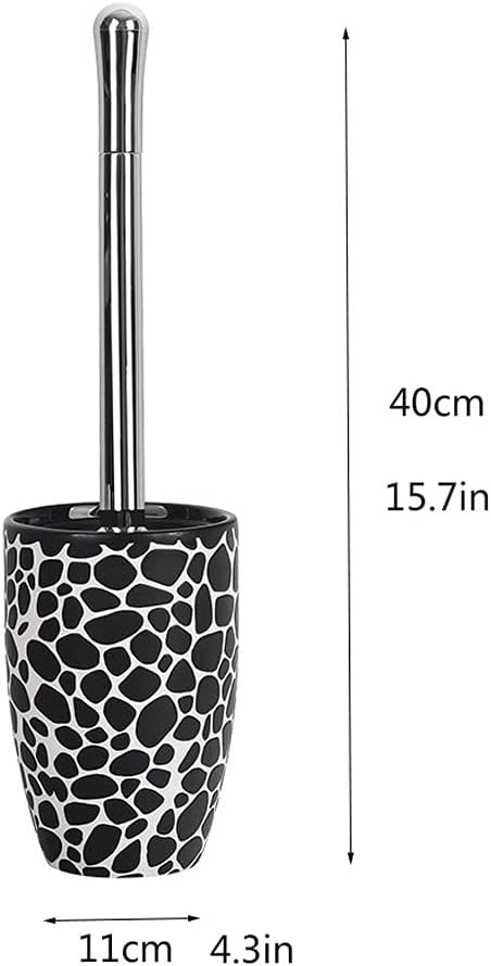 Pebble Pattern Toilet Brush with Stand Ceramic Set