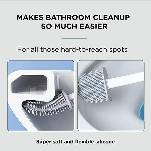 Silicone Toilet Brush Set with Holder and Ventilation Base