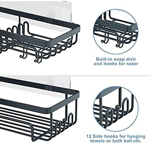 2pcs Shower Shelf Racks Black Set Bathroom Organizer