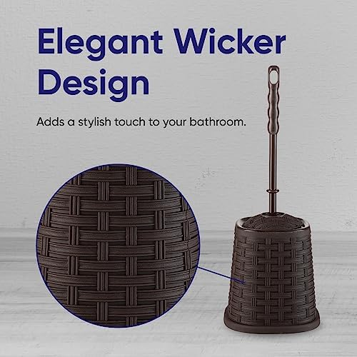 Superio Bathroom Trash Can and Toilet Brush Set 15 Gallon Brown