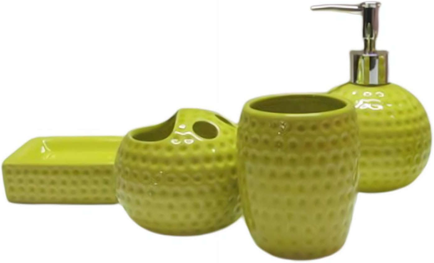 Ceramic Bathroom Decor Set 4 Pcs Green Eco-Friendly