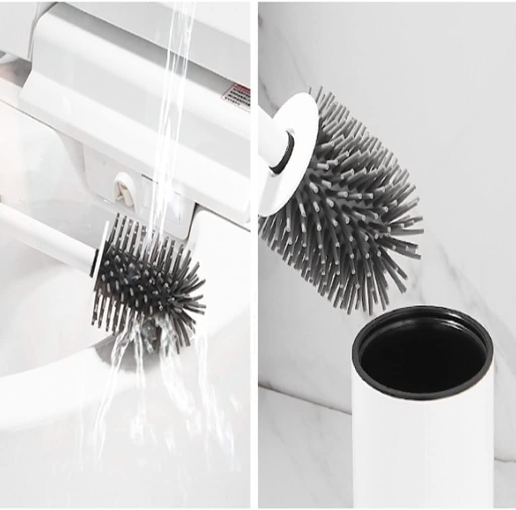 KAAZEE Toilet Brush Set with Holder - Durable Compact for Small Bathrooms