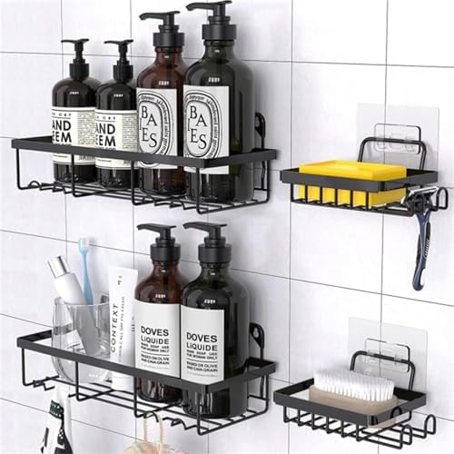 Shower Caddy 4 Pack Adhesive Organizer with Large Capacity and Rustproof Stainless Steel