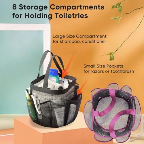 FINANCIALLY LIT 2 Pack Mesh Shower Caddy with 8 Pockets