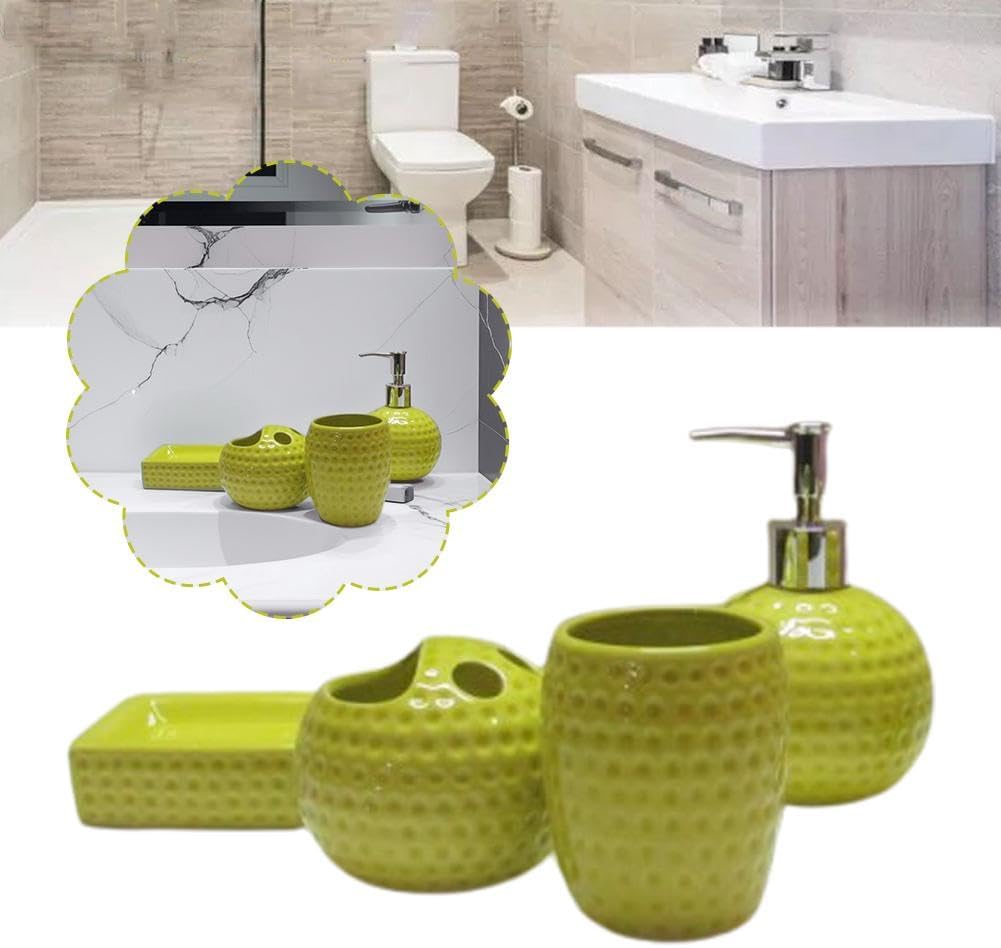 Ceramic Bathroom Decor Set 4 Pcs Green Eco-Friendly