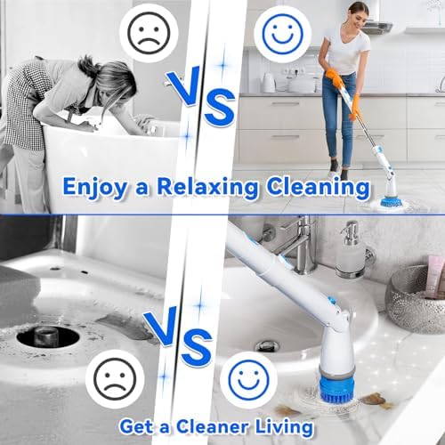 SIMWAL Electric Spin Scrubber with 7 Brush Heads and Extension Handle