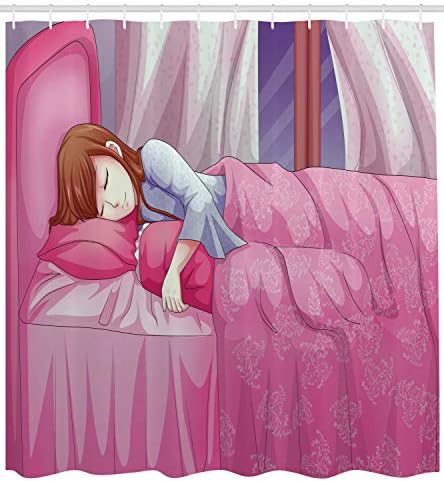 Ambesonne Anime Shower Curtain with 12 Hooks 69 W x 75 L Pink