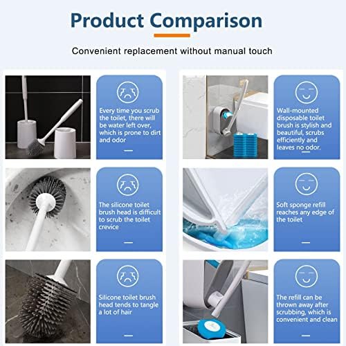 2Pack Toilet Brush and Holder with 16 Refills and Scrubbing Solution