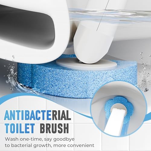YAUNJI Disposable Toilet Brush with Holder and Refill Pads 6 Pack Yellow