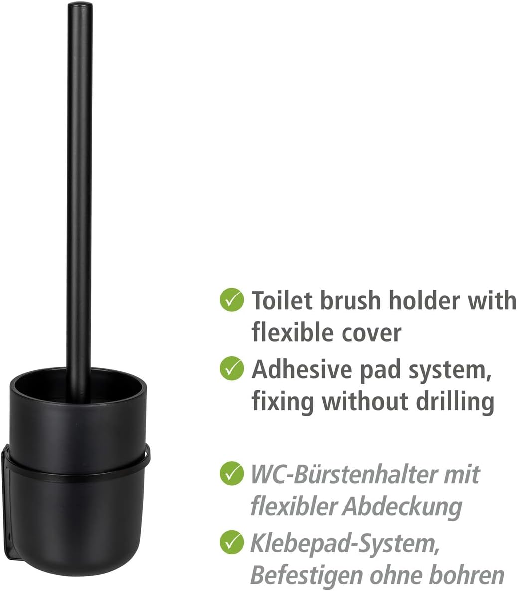 WENKO Turbo-Loc Toilet Brush Holder Set Black