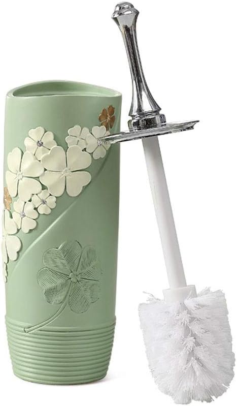 Elegant Toilet Brush with Durable Resin Holder - Green