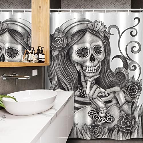 Ambesonne Skull Stall Shower Curtain Set with Hooks