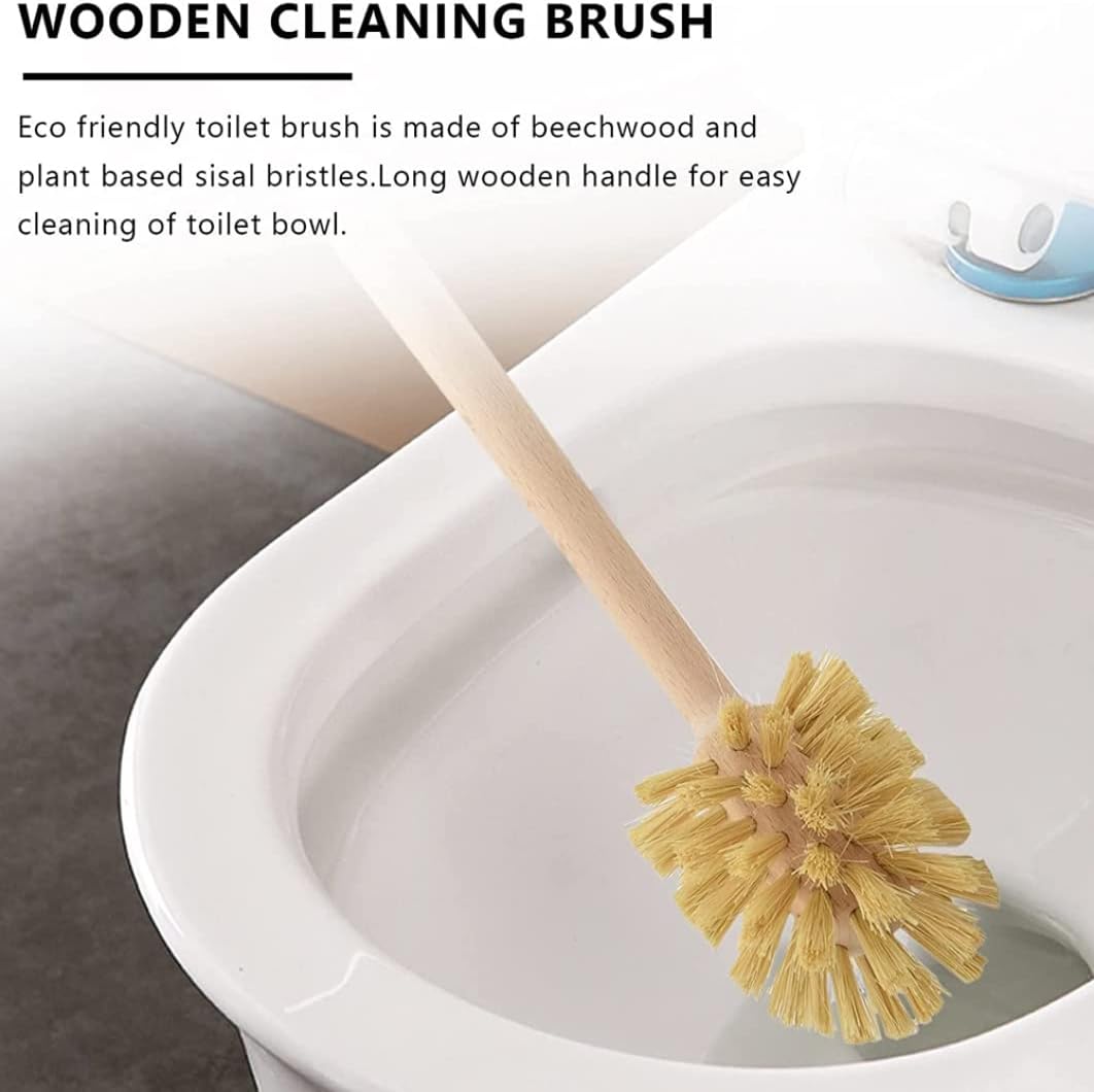 Eioflia Wood Toilet Brush 2PCS 14x3in Non Slip