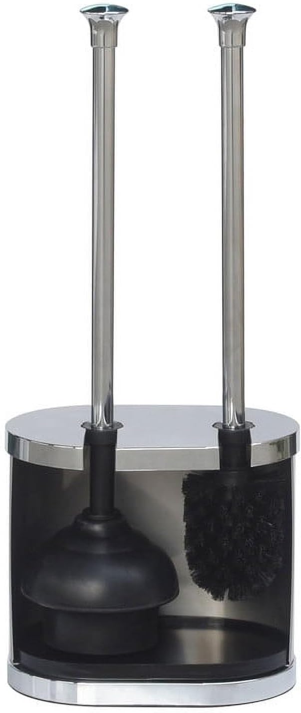 CLMSTE Brushed Nickel Toilet Brush and Plunger Set 1