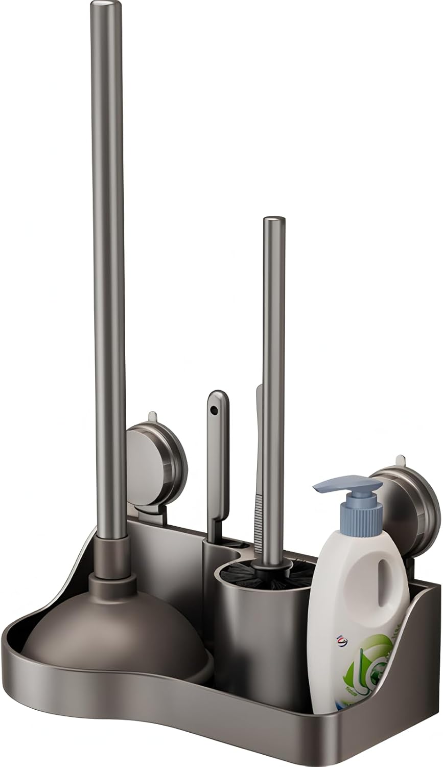 GHYFFF 5-in-1 Toilet Plunger and Brush Set