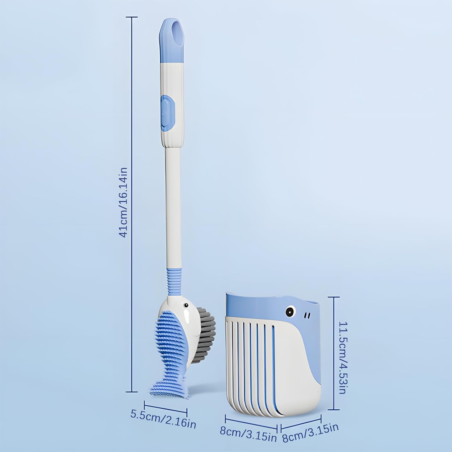 AGWIM Whale Design Suction Cup Toilet Brush Set Green