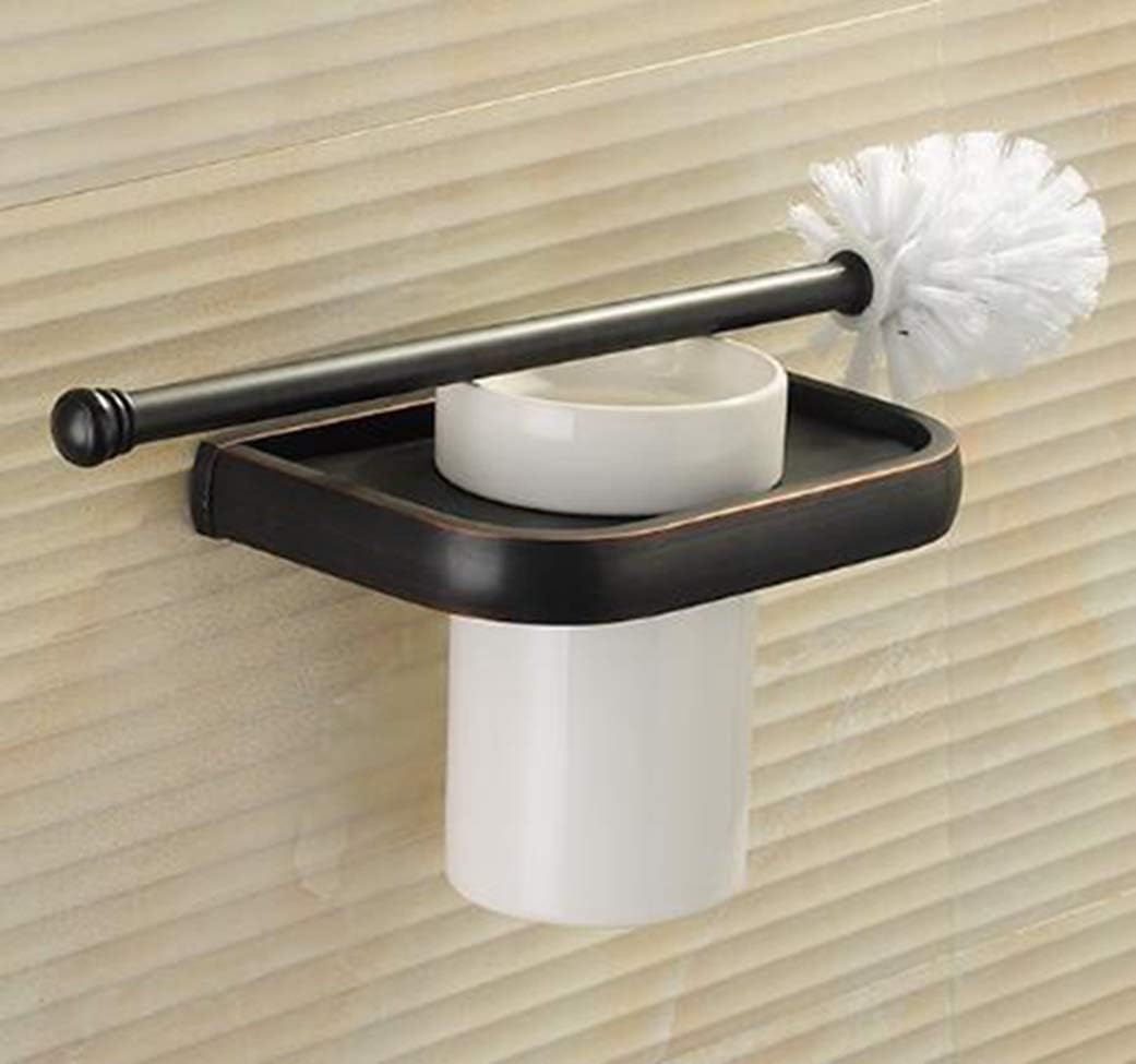 LUDSUY Luxury Copper Towel Bar Set with Glass Shelf and Toilet Brush Holder