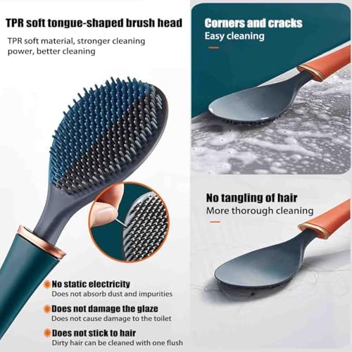 Flexible Silicone Toilet Brush with Wall Mounted Holder