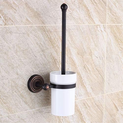 LUDSUY Black Toilet Brush Holder Copper Set