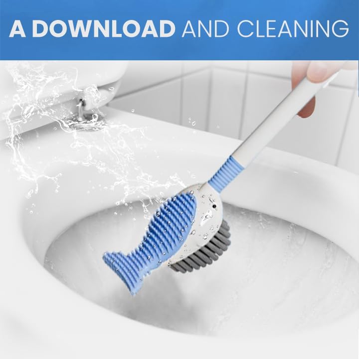 Rewdut Toilet Brush Set with Holder and Silicone Bristles