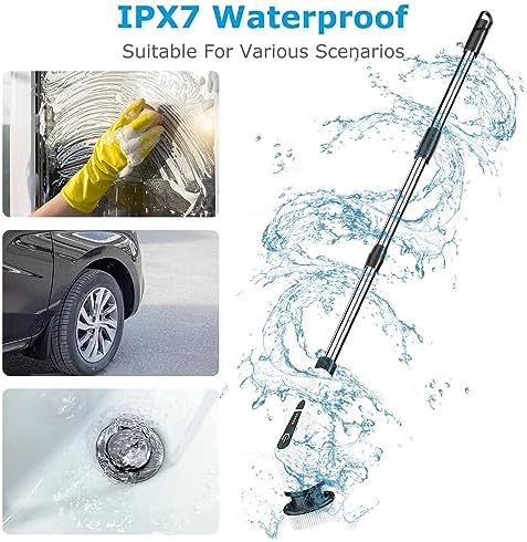 Cordless Telescopic Electric Toilet Brush with 8 Replaceable Heads