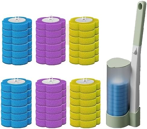 Wall Mounted Toilet Brush Holder Set with 42 Brush Heads