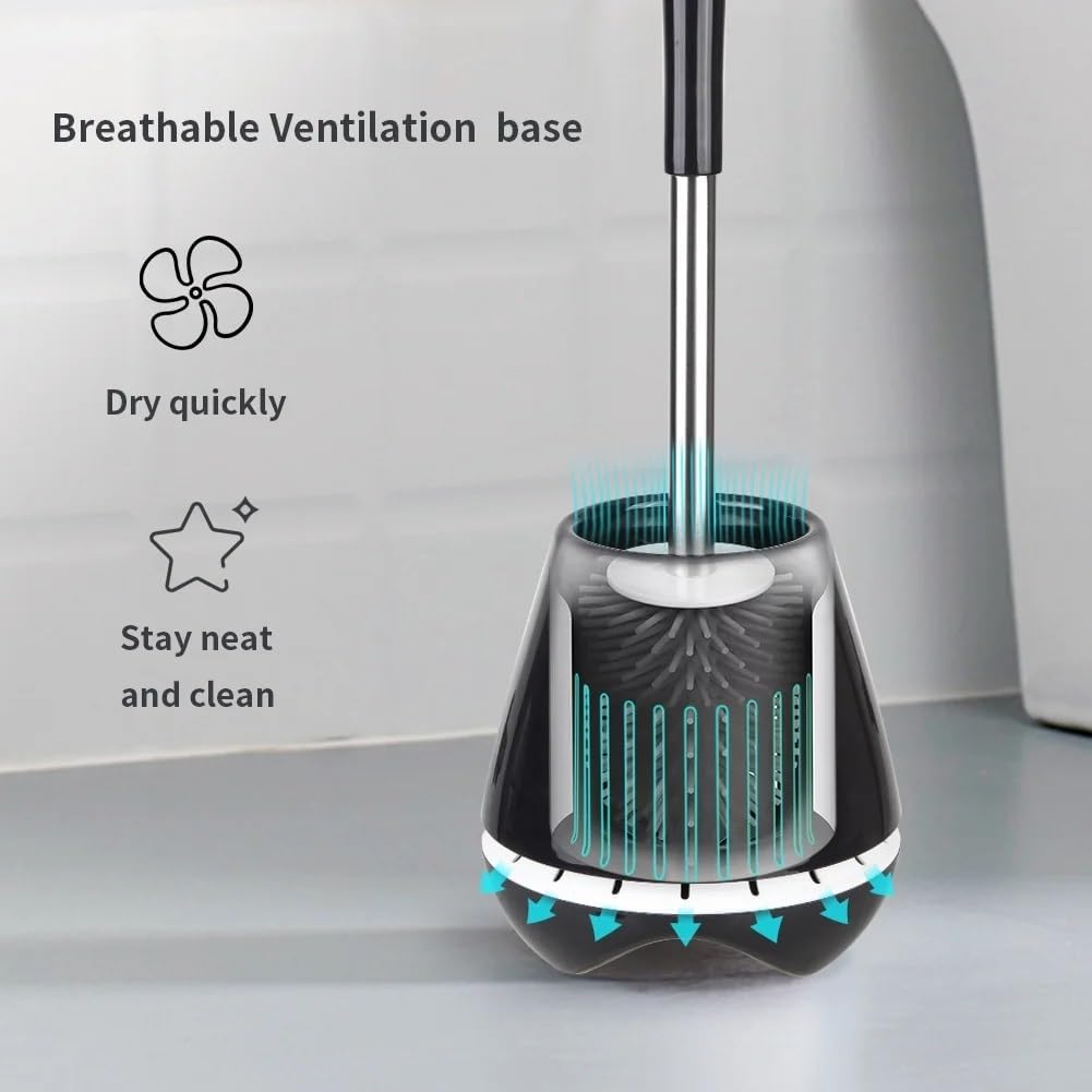 Efficient Toilet Brush and Holder Set with Tweezers