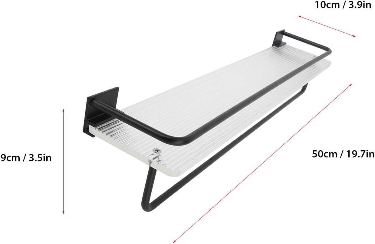 50Cm Wall Mount Shower Caddy with Towel Hanger and Acrylic Base