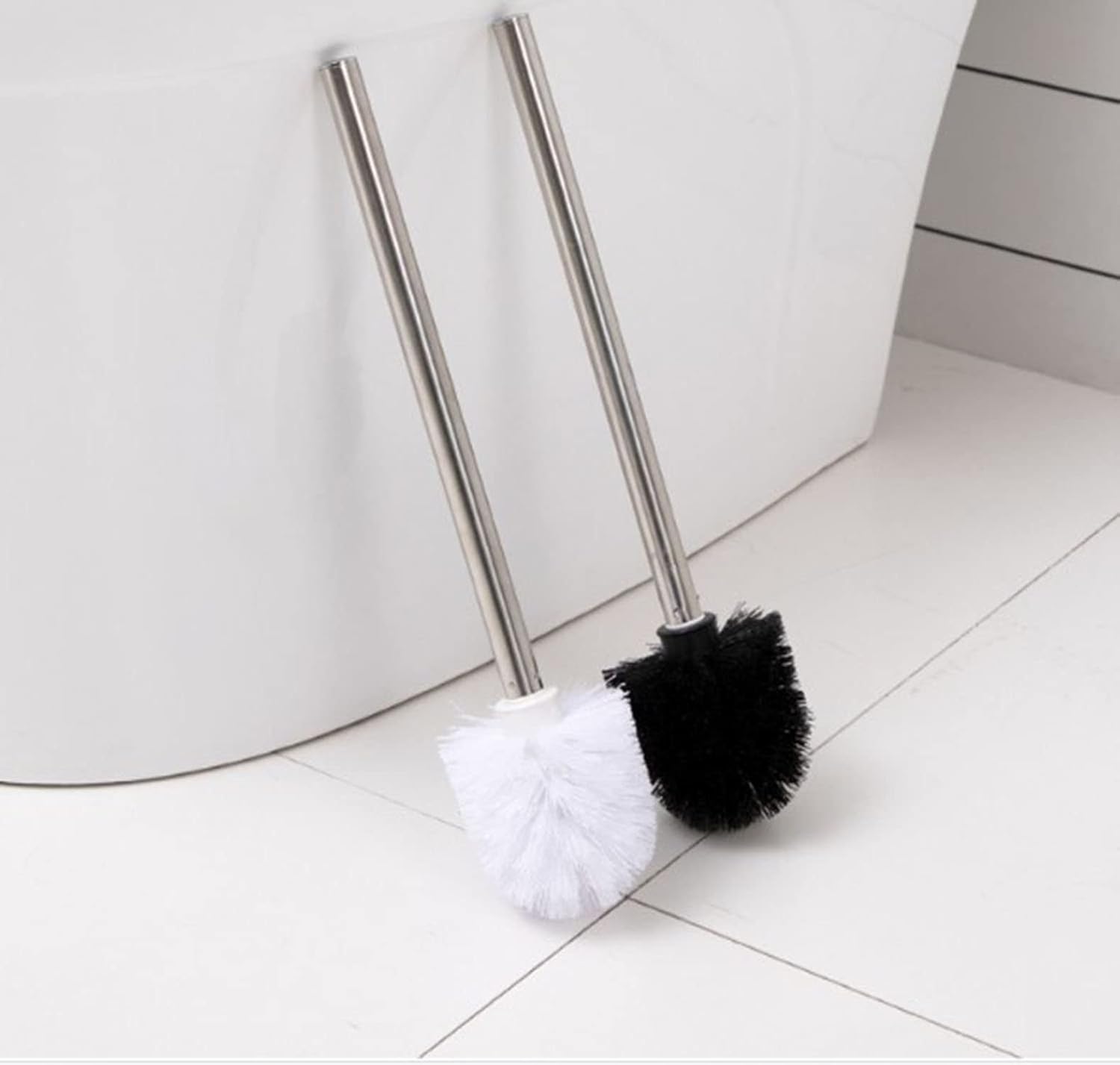 4PCS Toilet Brush with Stainless Steel Handle for Effective Bathroom Cleaning