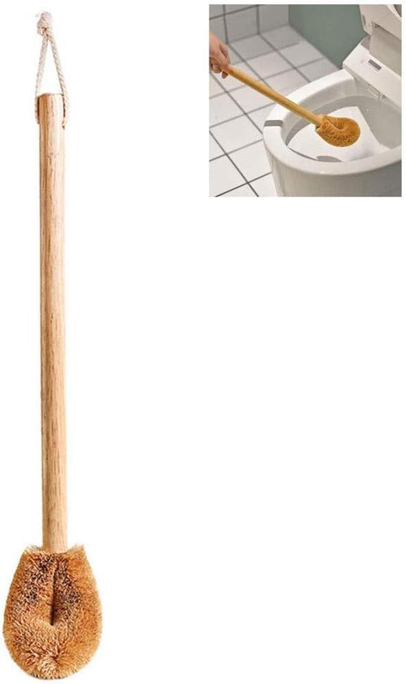 Natural Coconut Fiber Toilet Brush with Wooden Handle