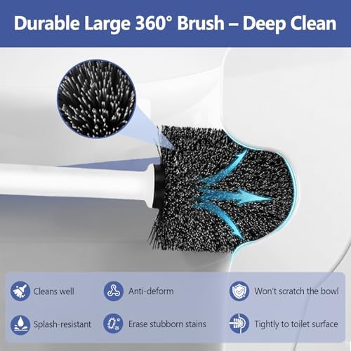 NairSnow Gold and White Toilet Brush Set with Auto-Opening and Ventilated Base