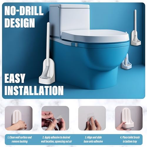 2024 Curved Silicone Toilet Brush with Holder - No Drilling Space Saving Green