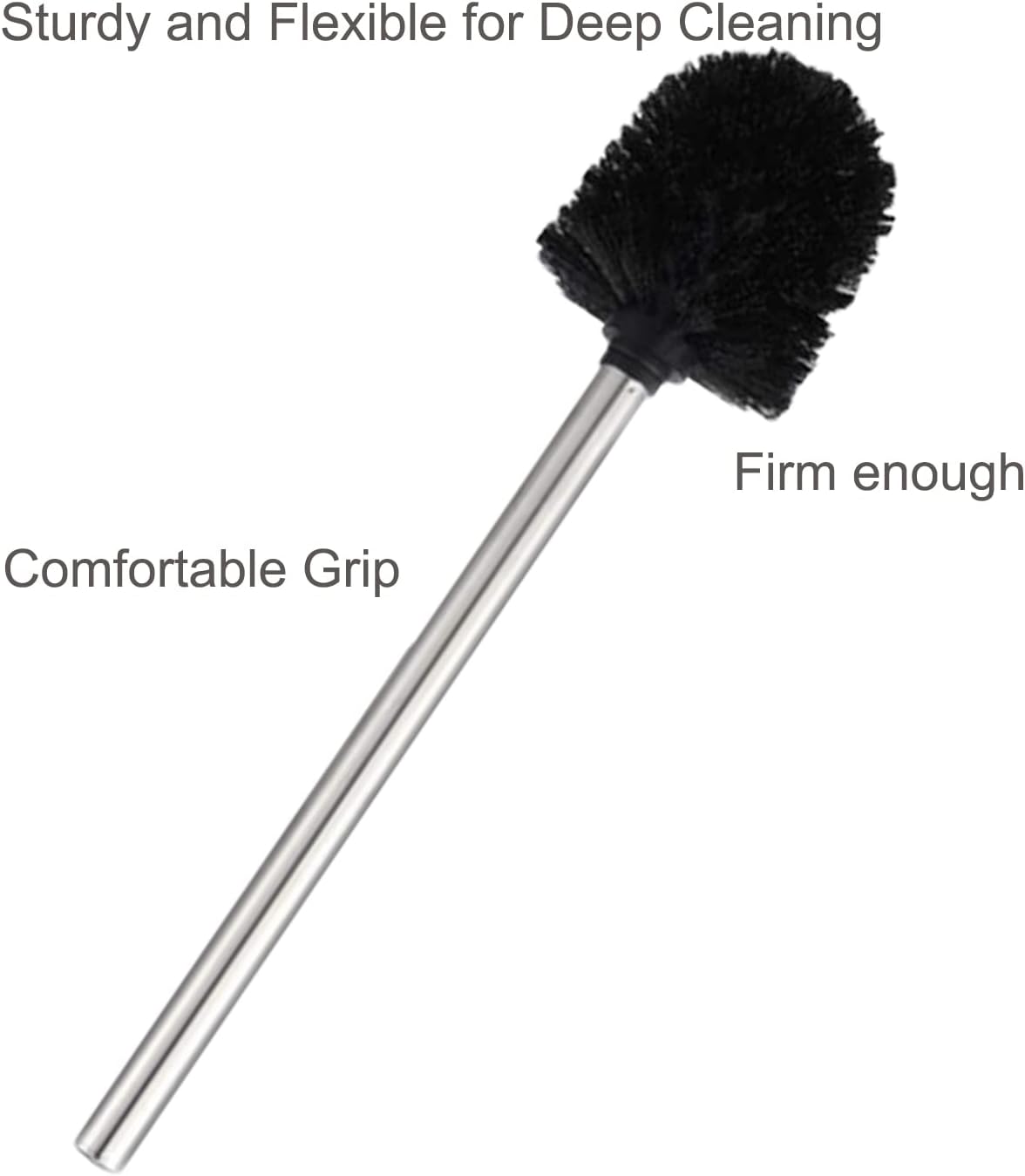 4PCS Toilet Brush with Stainless Steel Handle for Effective Bathroom Cleaning