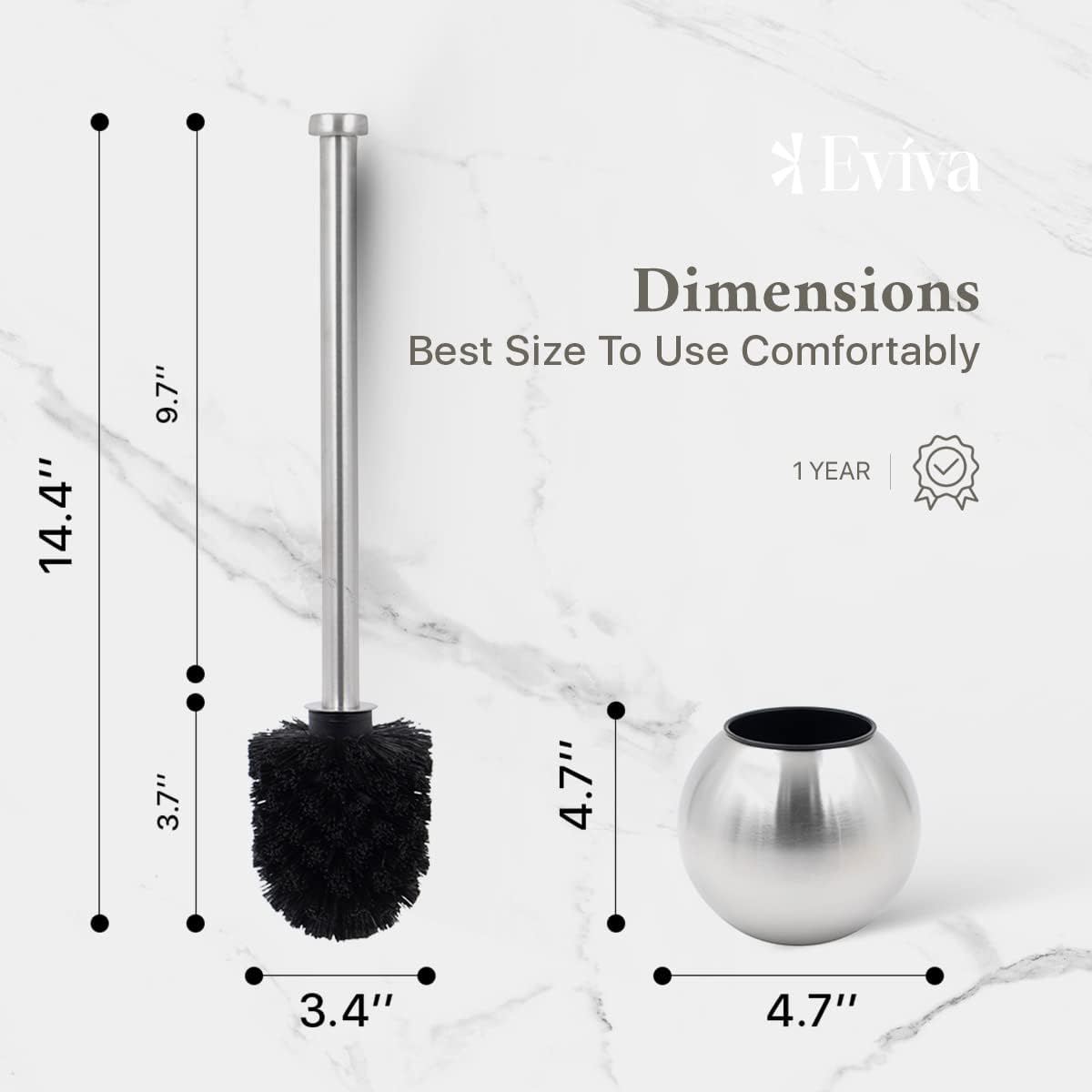 Eviva Toilet Brush and Holder Stainless Steel 1