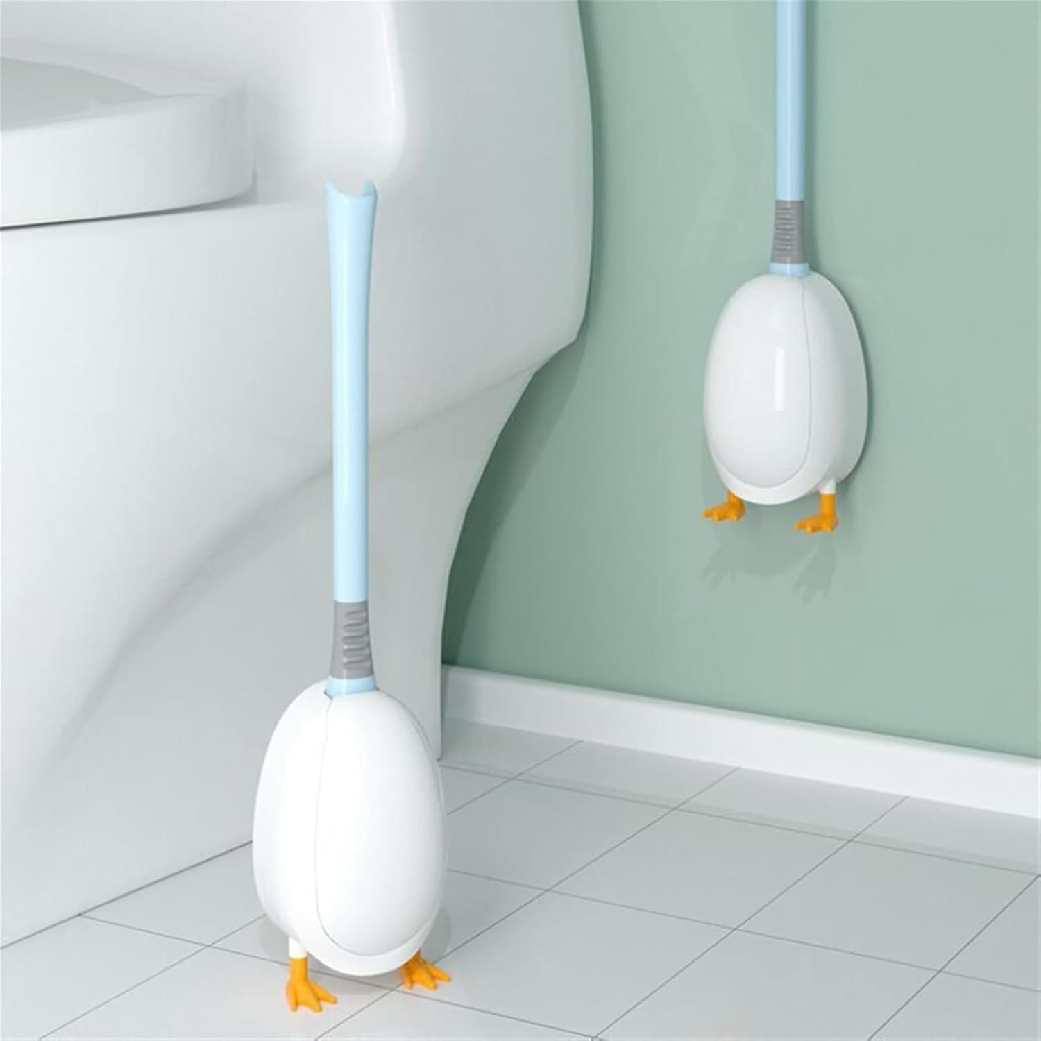 Diving Duck Toilet Brush and Holder Set Pink