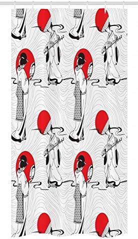 Ambesonne East Stall Shower Curtain Set Black Red 36x72