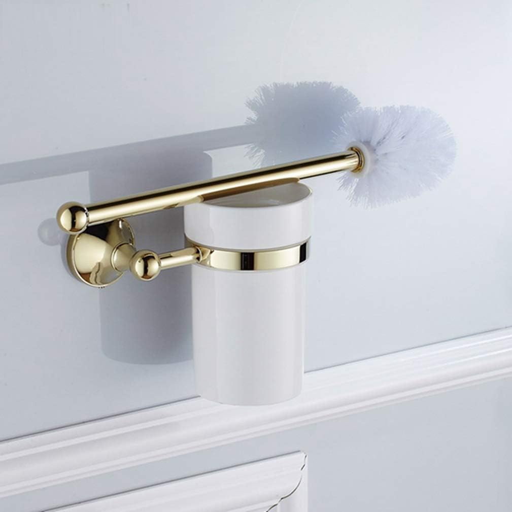 LUDSUY Golden Wall Mounted Toilet Brush Holder Set 1