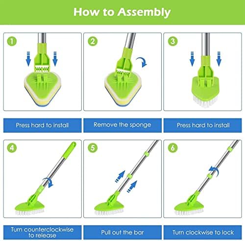 Adjustable 3 in 1 Toilet Scrub Brush with Long Handle