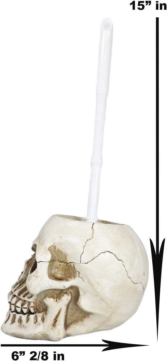 Ebros Gift Ossuary Skull Toilet Brush Set 1