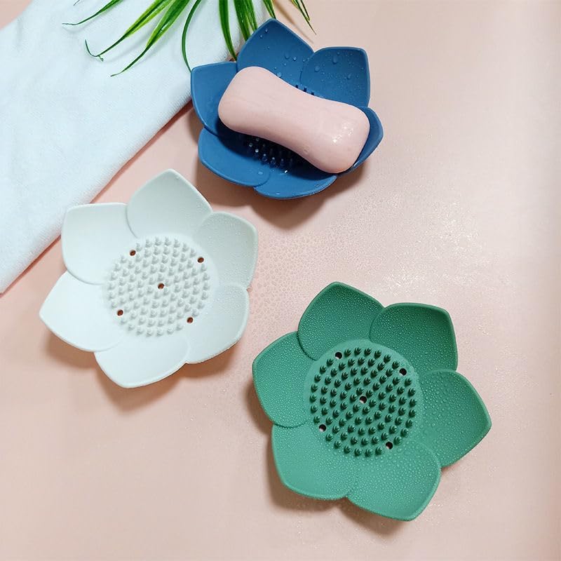3 Pack Soap Dishes with Draining and Non-Slip Design