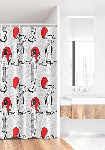 Ambesonne East Stall Shower Curtain Set Black Red 36x72