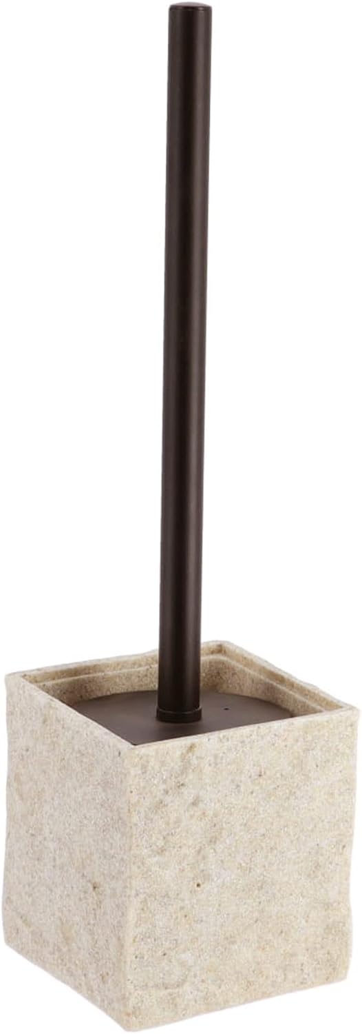 Natural Stone Effect Square Toilet Brush Set