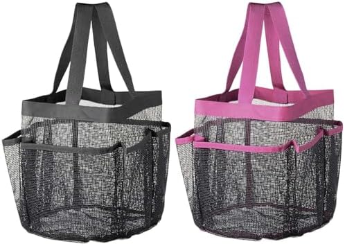 FINANCIALLY LIT 2 Pack Mesh Shower Caddy with 8 Pockets