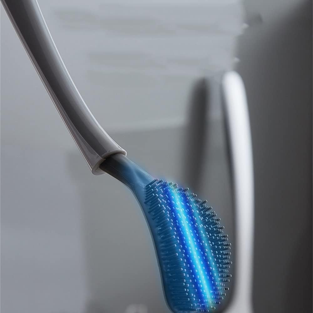 Toilet Brush with Wall Mount and Soft Silicone Bristles