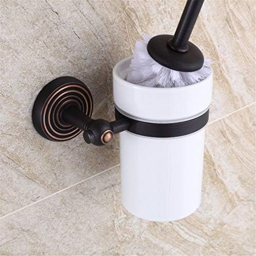 LUDSUY Black Toilet Brush Holder Copper Set